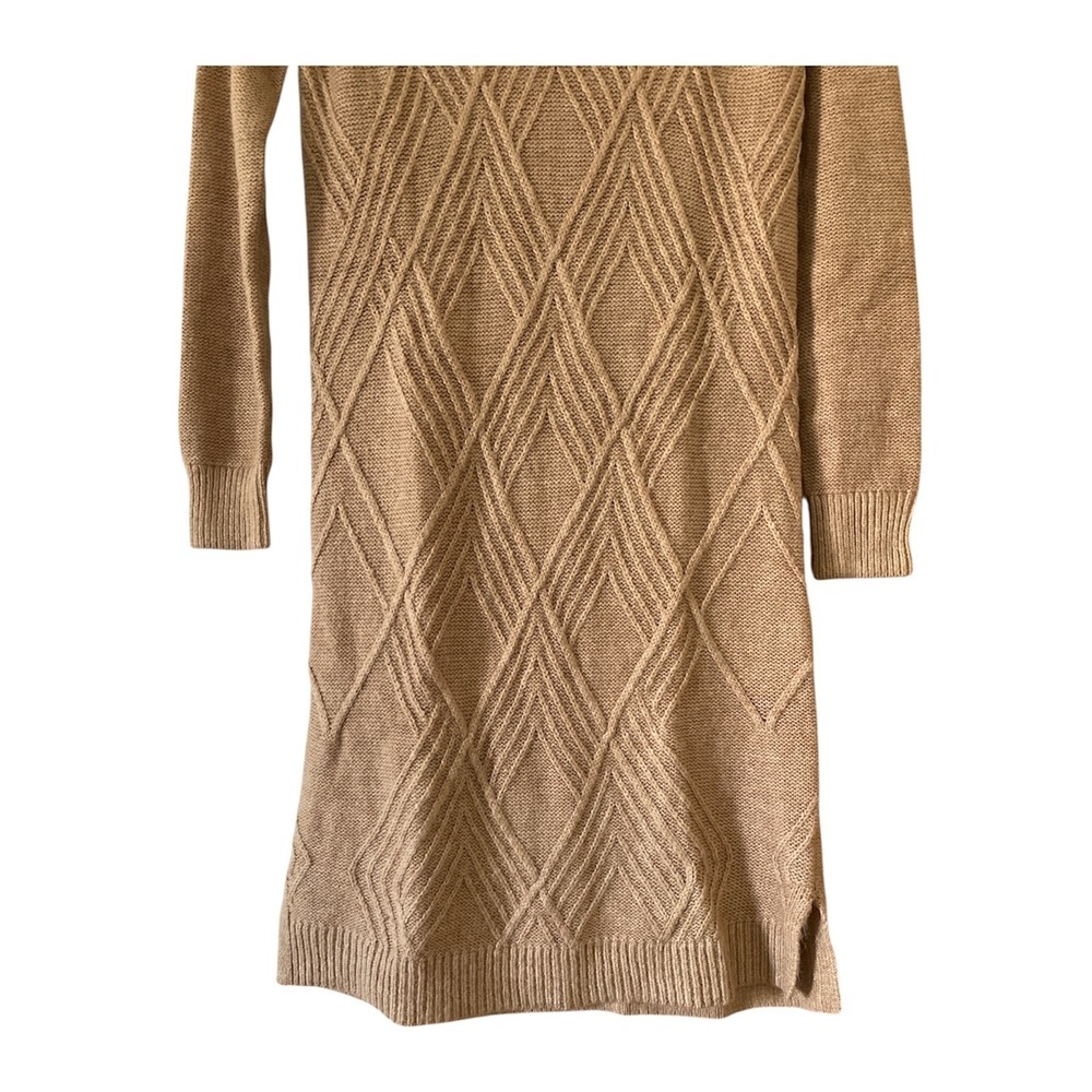 Banana Republic Knit Sweater Dress Brown XXS Cowl Neck Diamond Winter Cozy Y2K - Picture 5 of 11